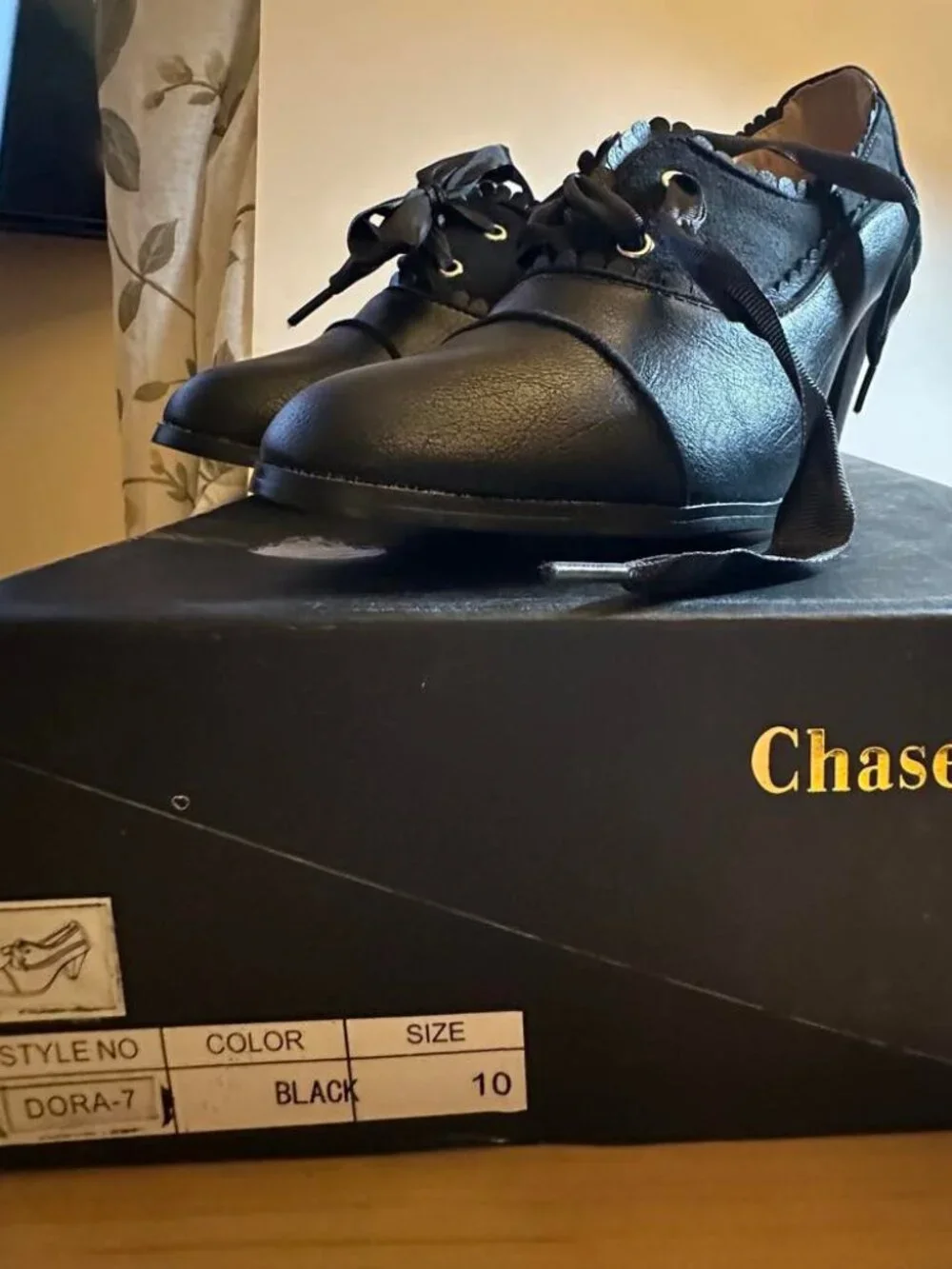 CHASE + CHLOE Dora-7 Womens 10 Black Lace Up Heeled Oxfords Victorian NWB - Picture 4 of 4